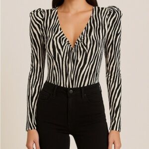 Entro Black and White Zebra Patterned Bodysuit